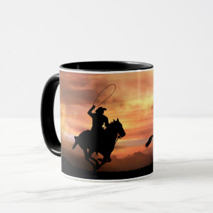Cowboy Country Western Rodeo Roping Wild Horse Mug
