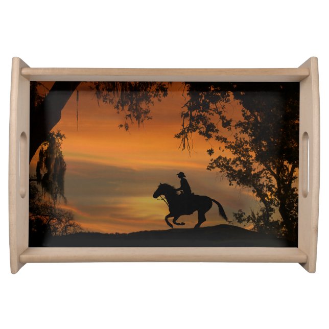 Cowboy country western serving tray (Front)