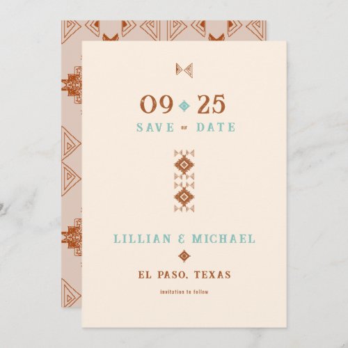 Cowboy Country Western Teal Wedding Save the Date Invitation
