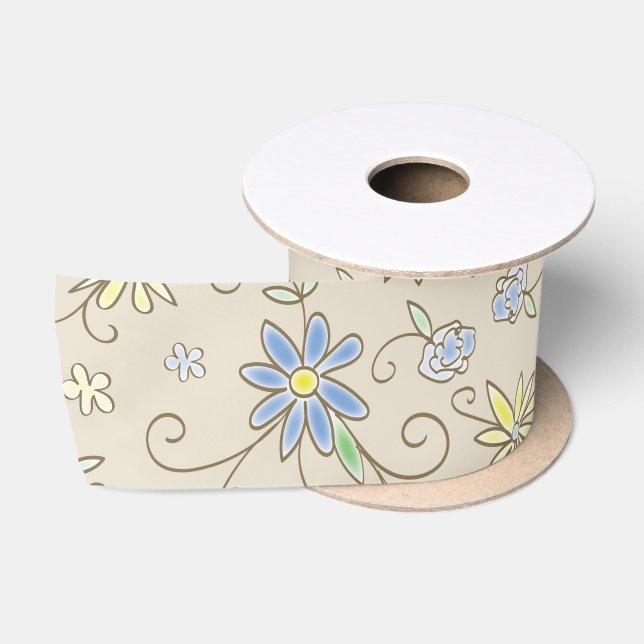 Cowboy Country Western Theme Blue Baby Shower Satin Ribbon (Spool)