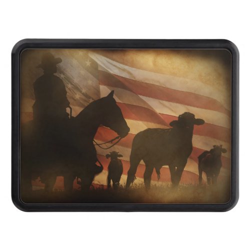 Cowboy Country Western Vintage American Flag Hitch Cover