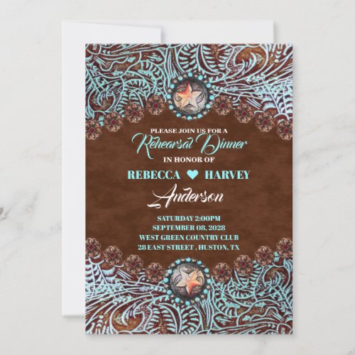 cowboy country western wedding rehearsal dinner invitation