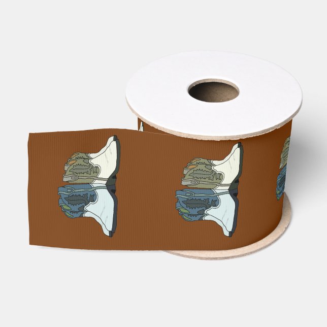 Cowboy Couple Two Pair of Boots Country Western Grosgrain Ribbon (Spool)