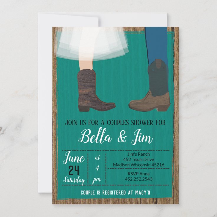 Cowboy Couples Bridal shower, wedding shower Invitation | Zazzle