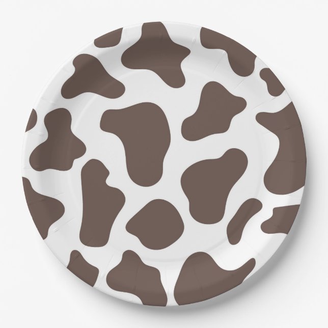 Cowboy Cow Print Wild West Western Rodeo Party Paper Plates (Front)