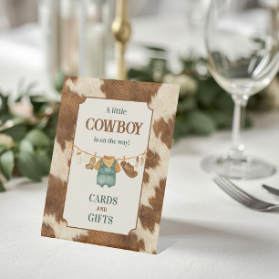 Cowboy Cow Western Clothesline Baby Shower Favor Pedestal Sign