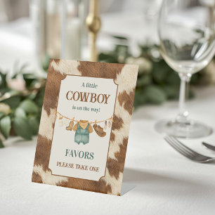 Cowboy Cow Western Clothesline Baby Shower Favor Pedestal Sign