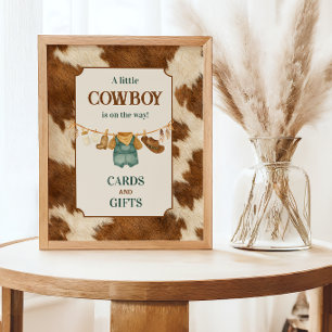 Cowboy Cow Western Clothesline Baby Shower Favor Poster
