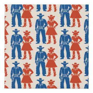 Cowboy & Cowgirl Americana Faux Canvas Print