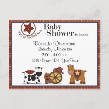 Cowboy/cowgirl Baby Shower Invitation by mybabybundles at Zazzle