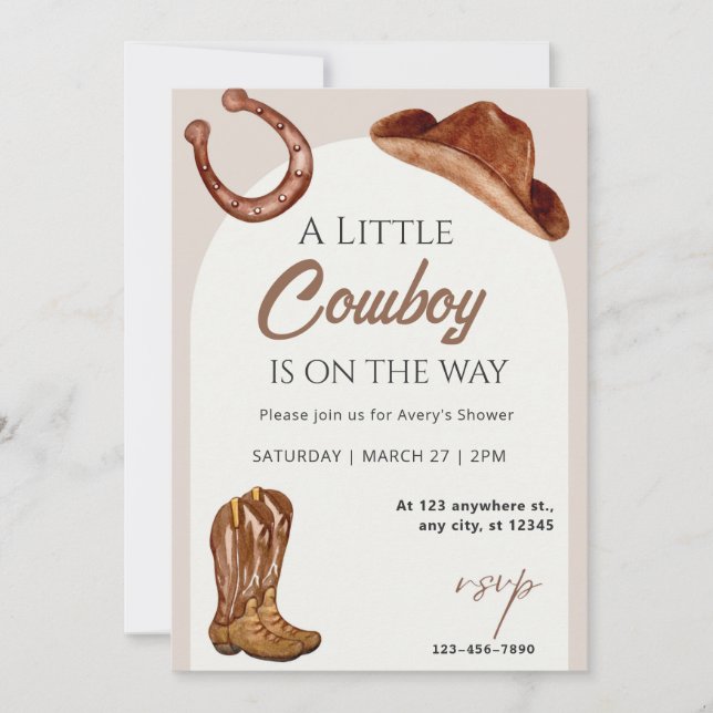Cowboy Cowgirl Baby Shower Invitation (Front)