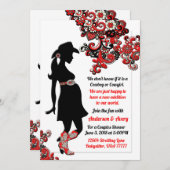 Cowboy Cowgirl Black Red White Couples Baby Shower Invitation (Front/Back)