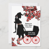 Cowboy Cowgirl Black Red White Couples Baby Shower Invitation (Back)