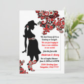 Cowboy Cowgirl Black Red White Couples Baby Shower Invitation (Standing Front)