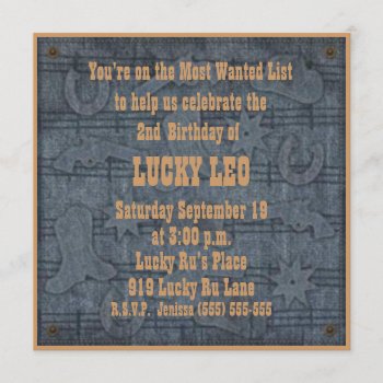 Cowboy/cowgirl Blue Jean Birthday Party Invitation by mjakubo434 at Zazzle