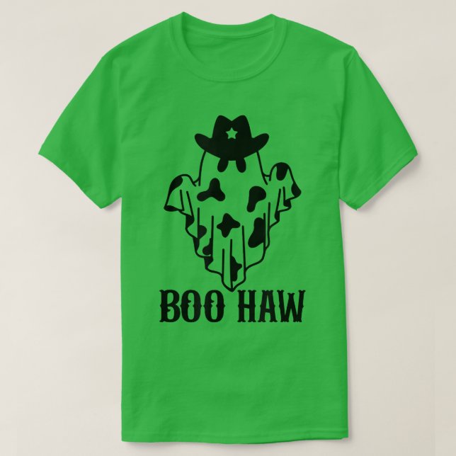 Cowboy Cowgirl BooHaw Retro Western Ghost Hallowee T-Shirt (Design Front)