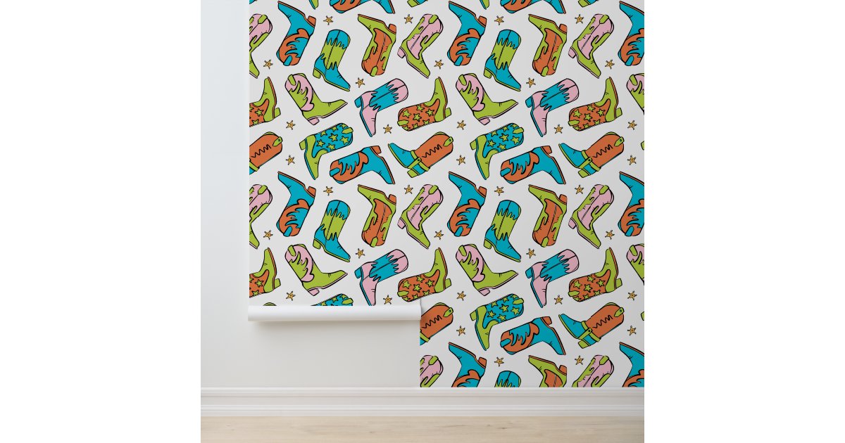 Cowboy Cowgirl Boots Western Pattern Wallpaper | Zazzle