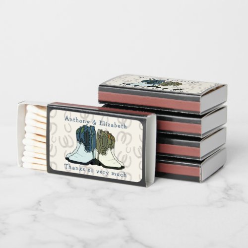 Cowboy Cowgirl Country Western Wedding Matchboxes