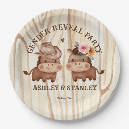 Cowboy cowgirl gender reveal party  paper plates