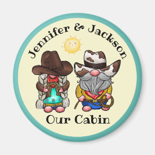 Cowboy & Cowgirl Gnome Couple Cruise Door Marker Magnet