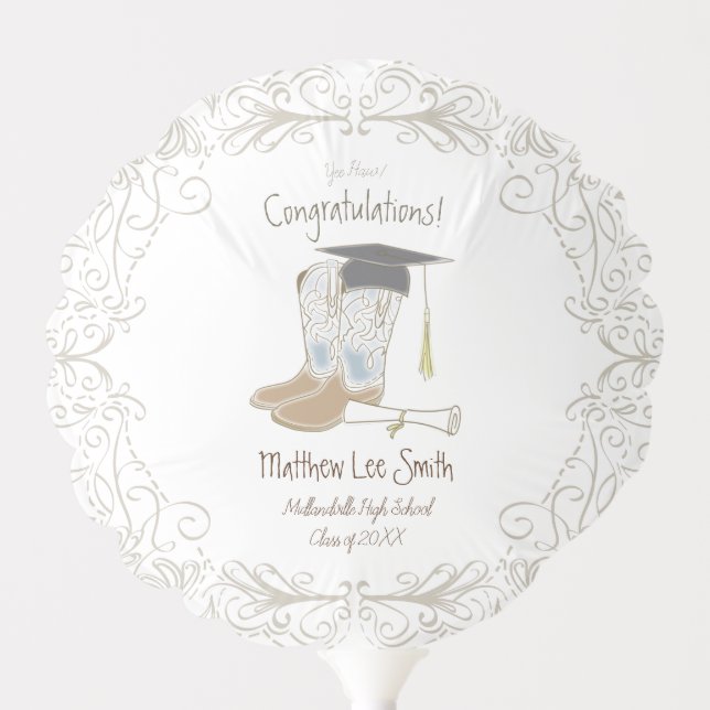 Cowboy Cowgirl Graduation Country Western Party Balloon (Front)