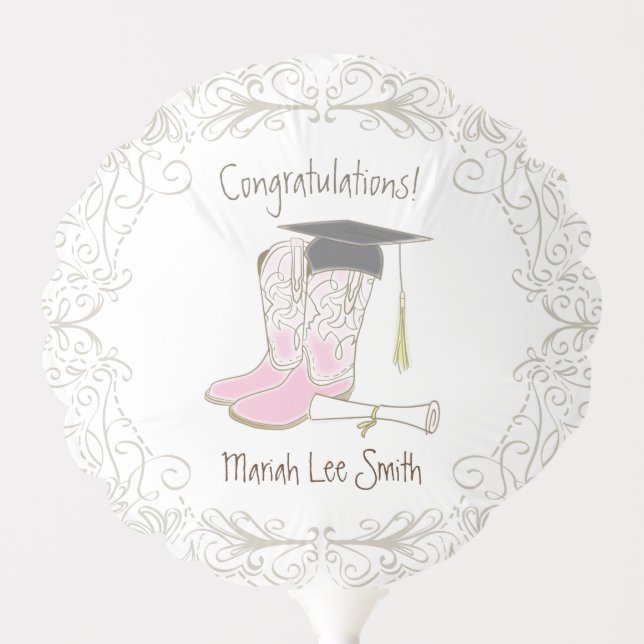 Cowboy Cowgirl Graduation Country Western Party Balloon (Front)