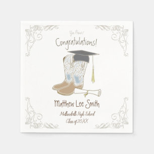 Cowboy Cowgirl Graduation Country Western Party Napkins
