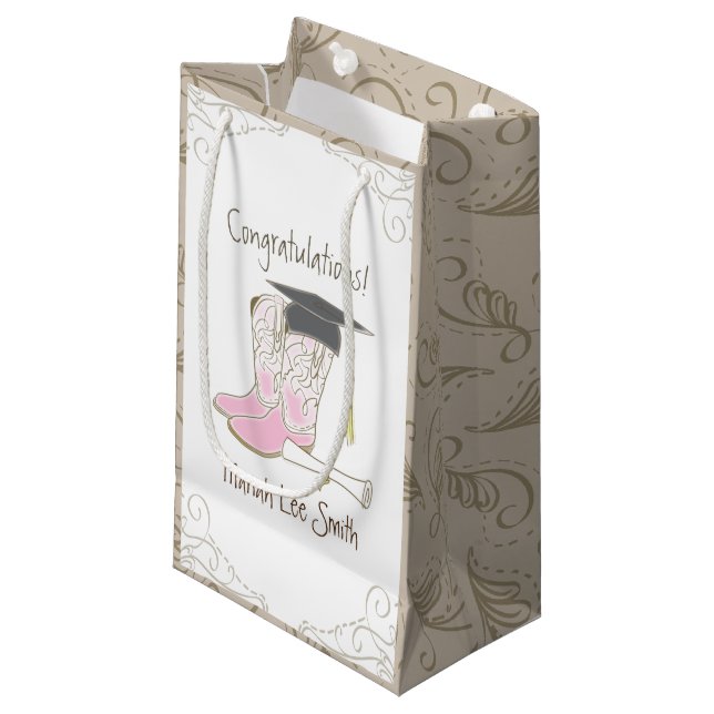 Cowboy Cowgirl Graduation Country Western Party Small Gift Bag (Front Angled)