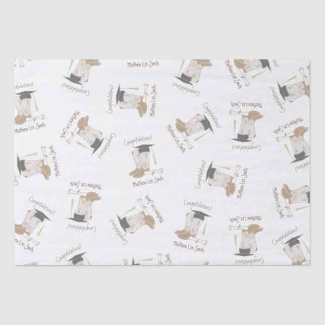 Cowboy Cowgirl Graduation Country Western Party Tissue Paper (Front)
