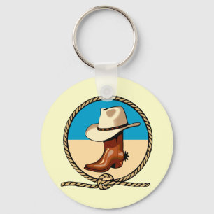 Cowboy, Cowgirl, Hat and Boot Keychain