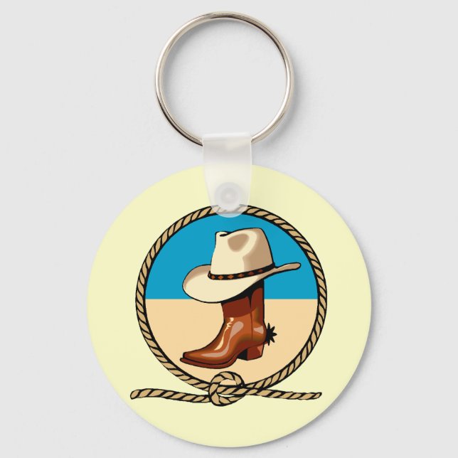 Cowboy, Cowgirl, Hat and Boot Keychain (Front)