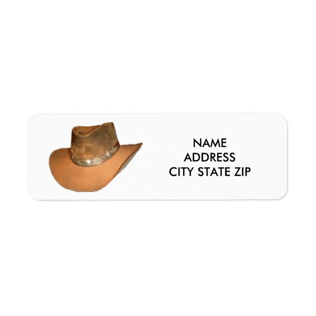 COWBOY/COWGIRL HAT RETURN ADDRESS LABEL (Front)