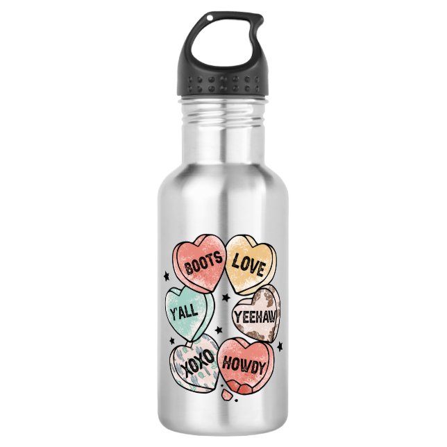 Cowboy & Cowgirl Love | Western-Themed Stainless Steel Water Bottle (Front)
