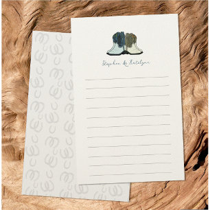 Cowboy Cowgirl Pair of Boots Illustrated Stationery
