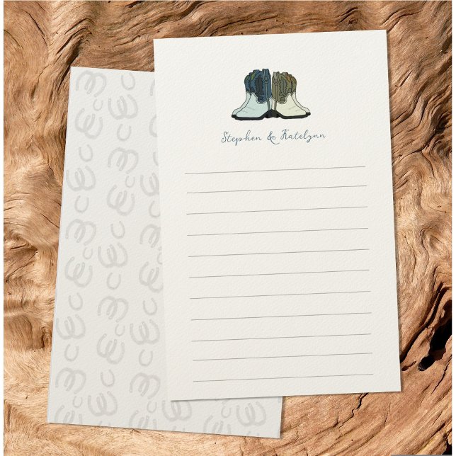 Cowboy Cowgirl Pair of Boots Illustrated Stationery (Creator Uploaded)