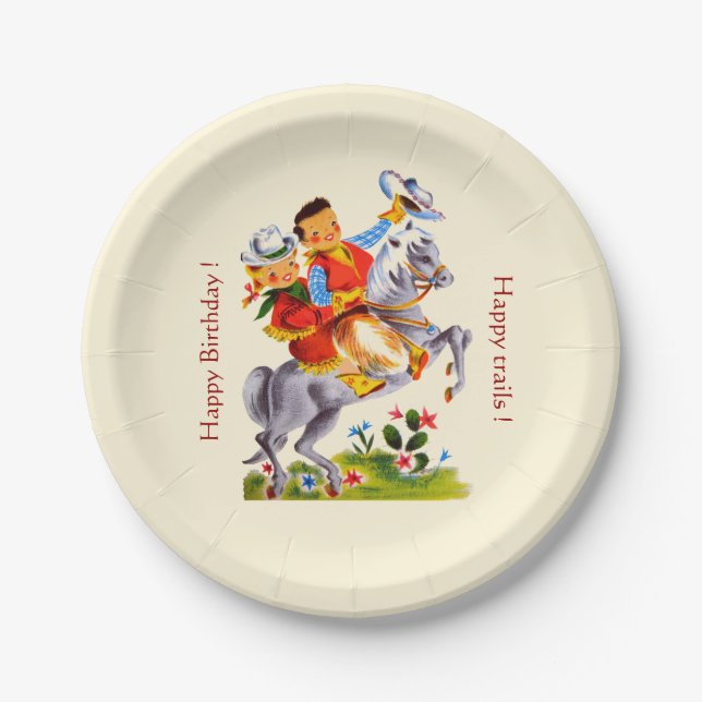 Cowboy Cowgirl Party Paper Plates (Front)
