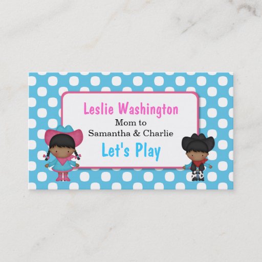 Customizable Cowboy &amp; Cowgirl Play Date Card Business Card Templates