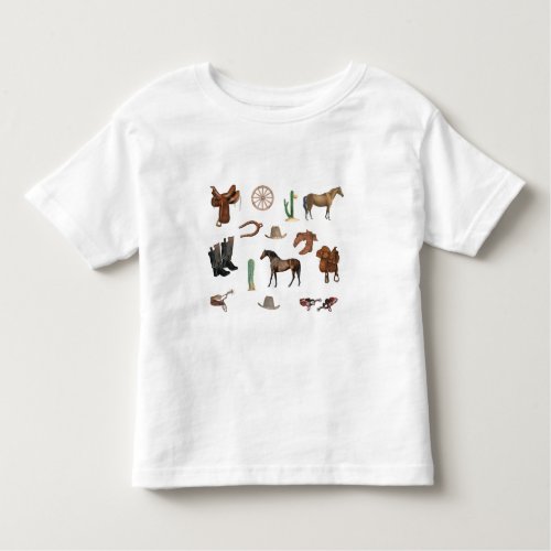 Cowboy Cowgirl Rodeo Country Pattern Toddler T_shirt
