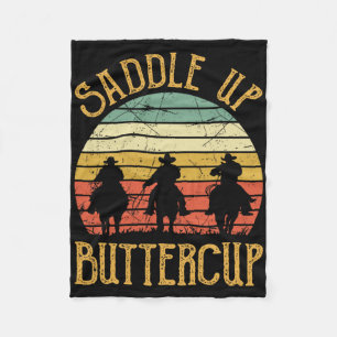 Cowboy Cowgirl Southern Western Saddle Up Buttercu Fleece Blanket