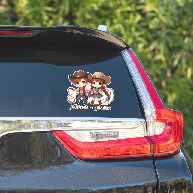 Cowboy & Cowgirl Tangled in Lasso Love Sticker (Car Side)