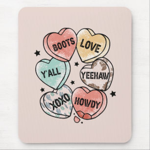 Cowboy Cowgirl Theme Hearts Mouse Pad