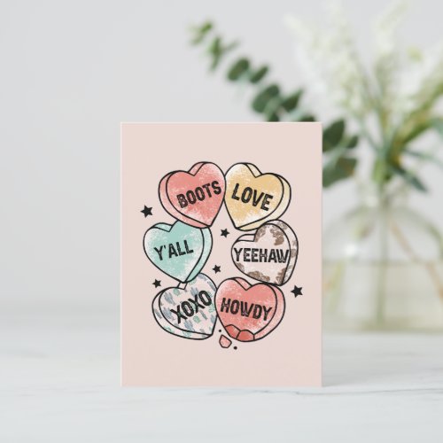 Cowboy Cowgirl Theme Hearts Postcard