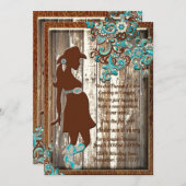 Cowboy Cowgirl Turquoise Brown Couples Baby Shower Invitation (Front/Back)
