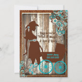 Cowboy Cowgirl Turquoise Brown Couples Baby Shower Invitation (Back)
