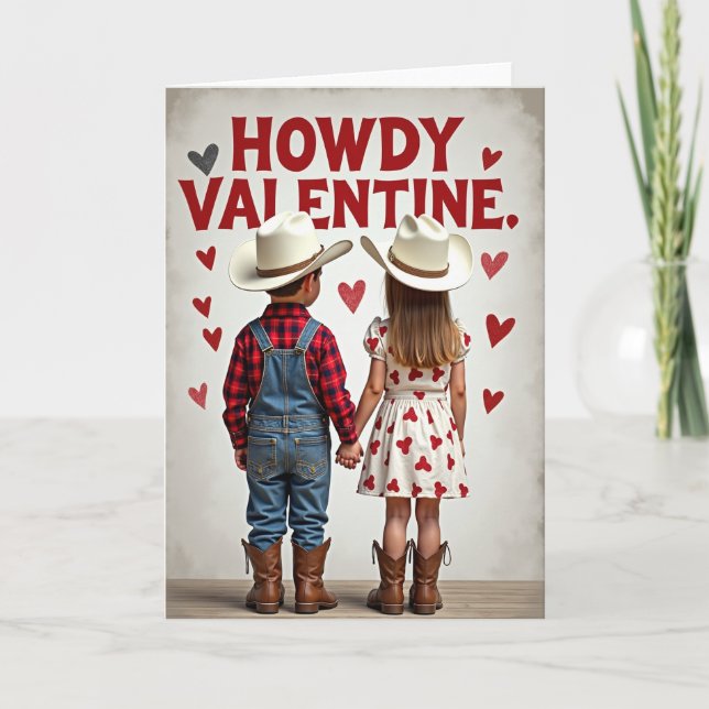 Cowboy Cowgirl Valentine Card (Front)