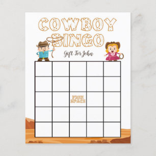 Cowboy & Cowgirl western baby shower bingo for kid