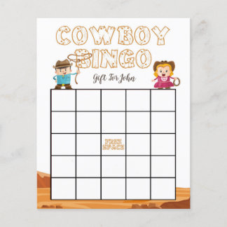 Cowboy & Cowgirl western baby shower bingo for kid