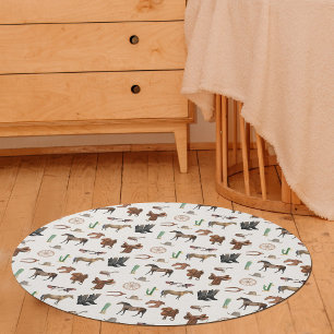 Cowboy Cowgirl Western Country Nursery Rug