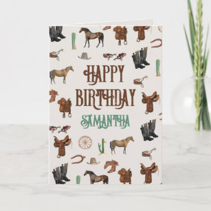 Cowboy Cowgirl Western Rodeo Country Birthday Card
