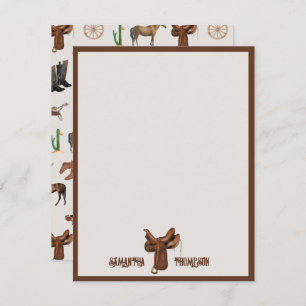 Cowboy Cowgirl Western Rodeo Country Name Note Card